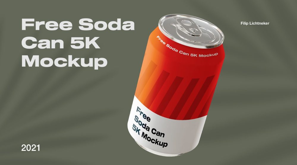 5K Soda Can Mockup PSD