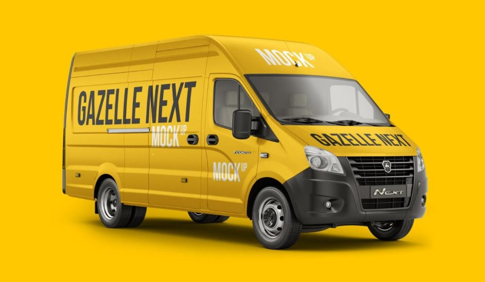 Free Delivery Van Mockup PSD