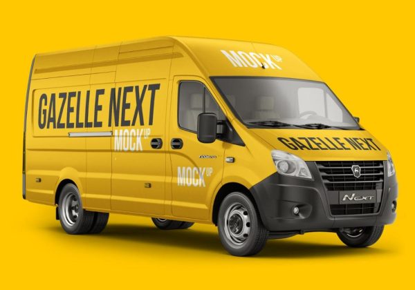 Free Delivery Van Mockup PSD