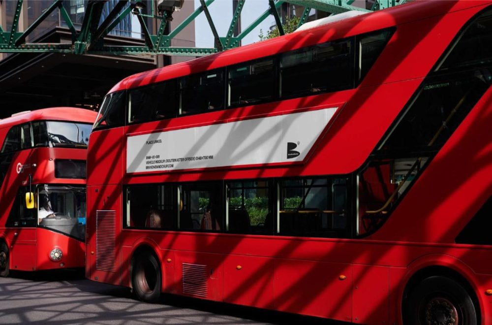 Free London Bus Mockup PSD