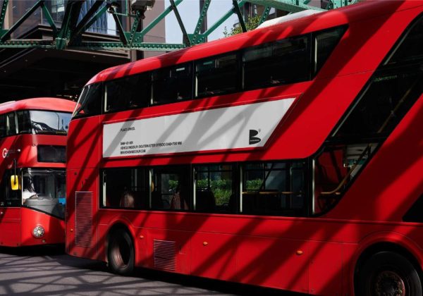 Free London Bus Mockup PSD