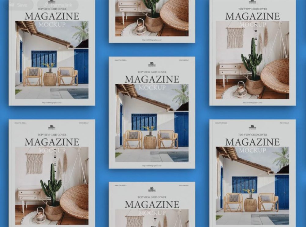 Free Magazine Grid Mockup PSD