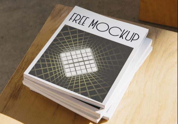 Free Magazine Stack Mockup