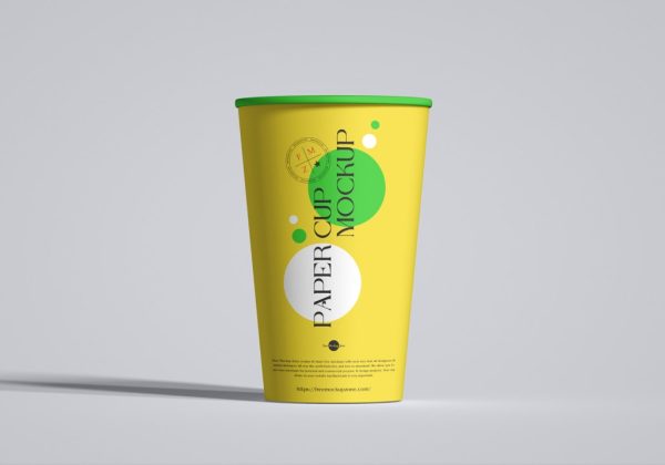Free Realistic Paper Cup Branding Mockup