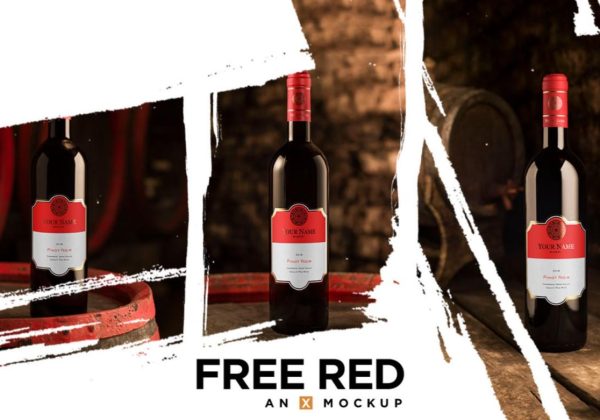 Free Red Wine Bottle Mockup