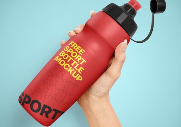 Free Sport Bottle in Hand Mockup