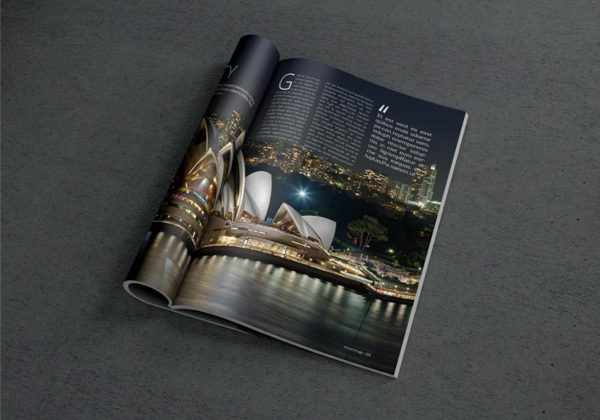 Photo Realistic Open Magazine Mockup