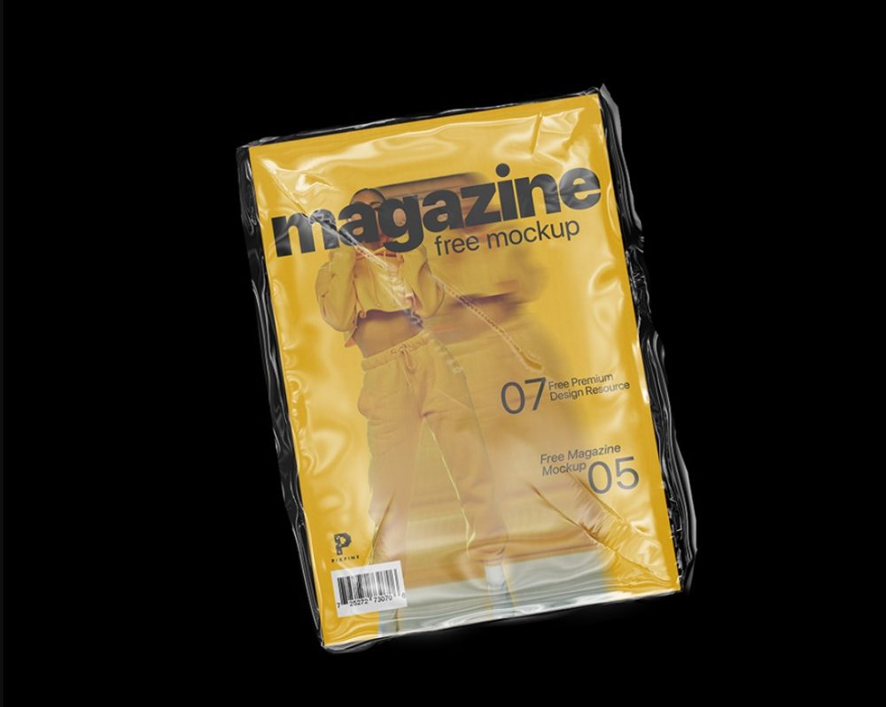Plastic Wrapped Magazine Mockup PSD