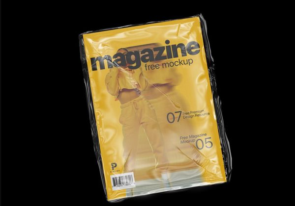 Plastic Wrapped Magazine Mockup PSD