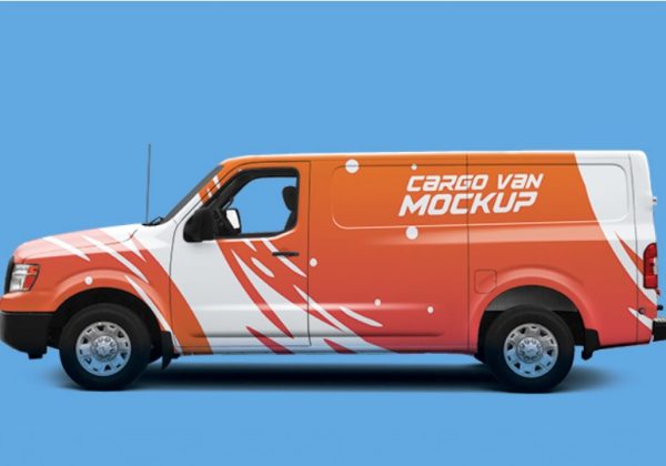 Realistic Cargo Van Mockup PSD