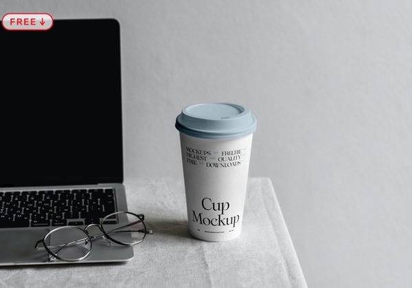 Realistic Paper Cup Mockup PSD