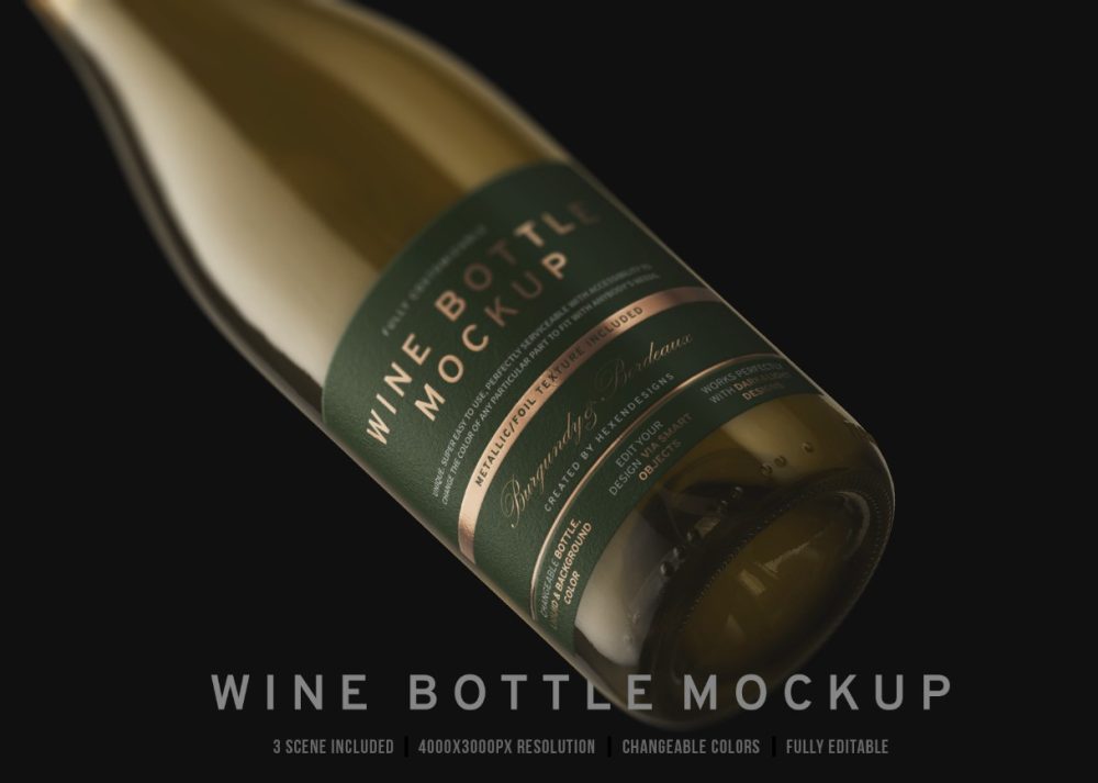 Realistic Wine Label Mockup PSD