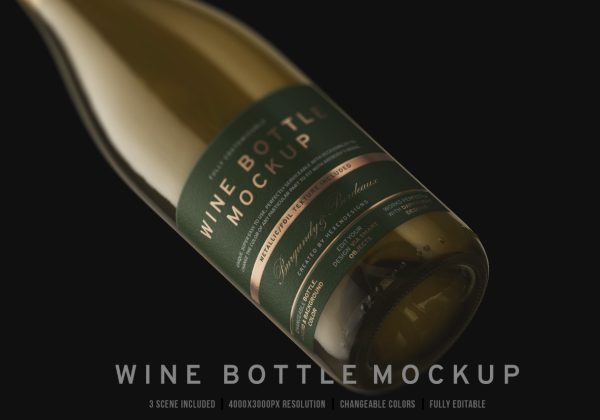 Realistic Wine Label Mockup PSD