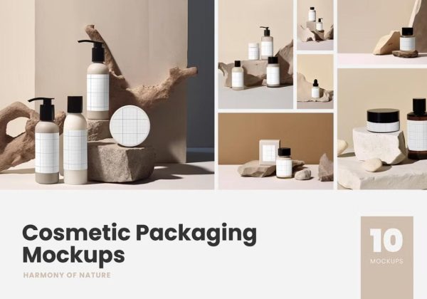 10 Cosmetic Packaging Mockups PSD