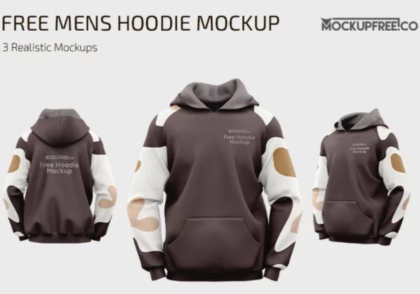 3 Free Mens Hoodie Mockup PSD