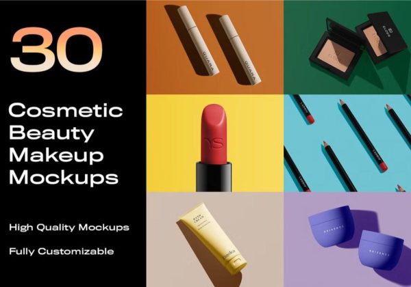 30 Beauty Cosmetics Mockup PSD