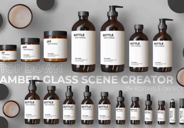 Amber Glass Mockup Scene Creator