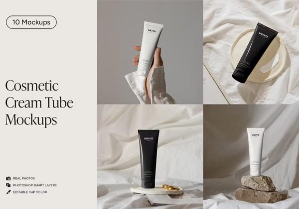 Cosmetic Cream Tube Mockup PSD