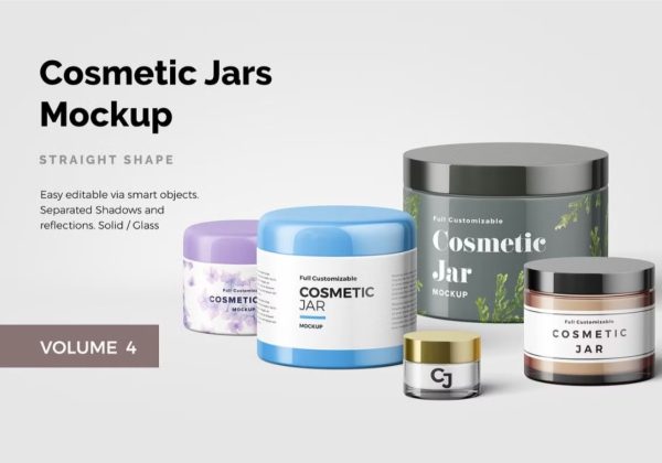 Cosmetic jars Mockup PSD