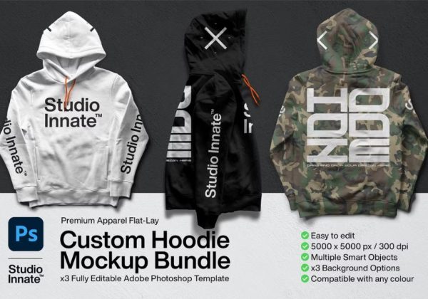 Flat Lay Hoodie Mockup PSD