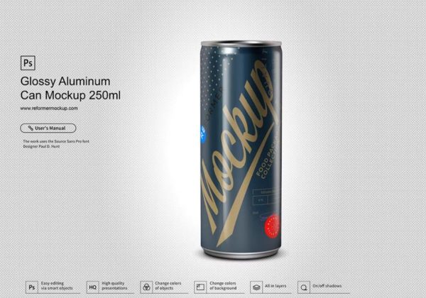 Glossy Aluminum Can Mockup