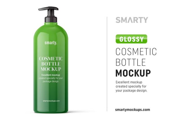 Glossy Pump Bottle Mockup