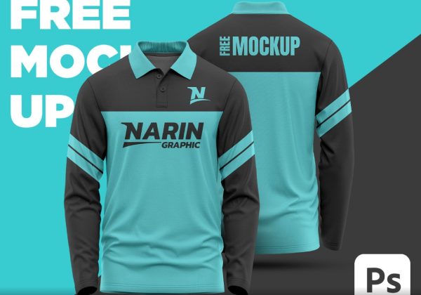 Long Sleeve Polo T shirt Mockup