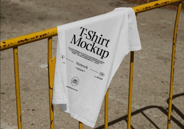 T Shirt on Street Mockup PSD