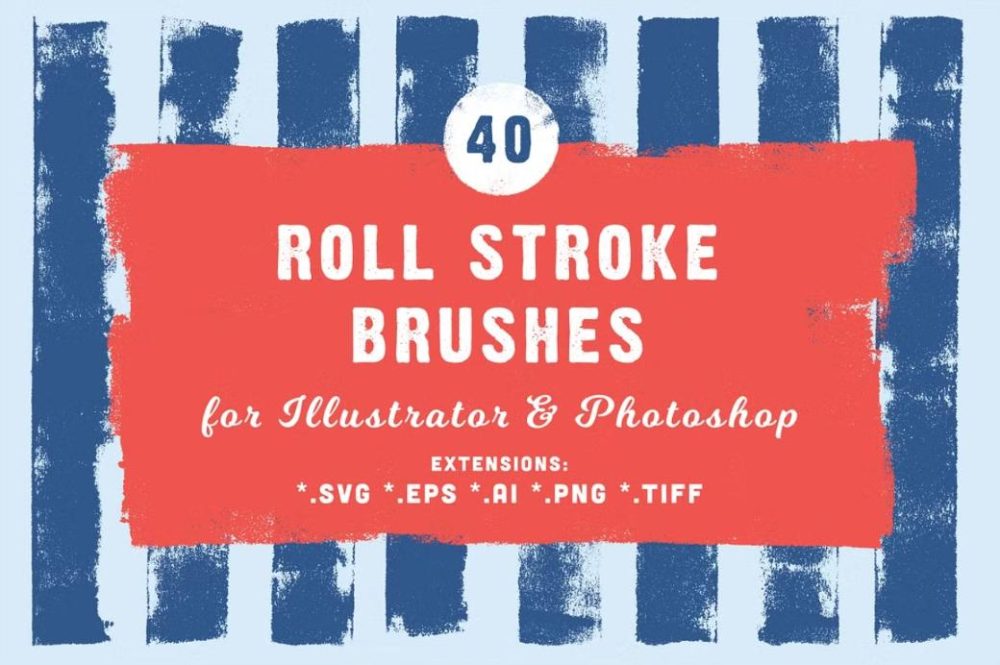 40 Roll Stroke Brushes for Photoshop and Illustrator