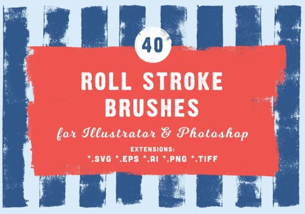 40 Roll Stroke Brushes for Photoshop and Illustrator