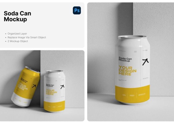 Easy Editable Soda Can Mockup PSD