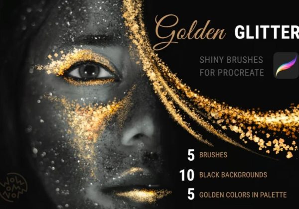 Golden Glitter Procreate Brushes