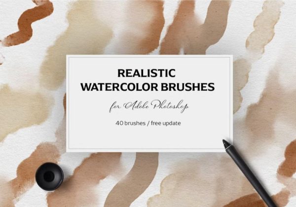 Realistic Watercolor Brushes Set