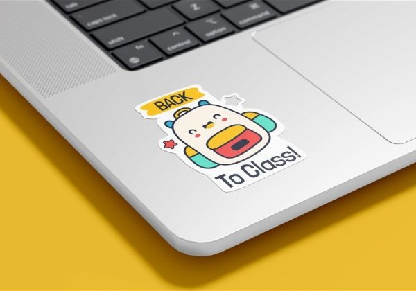 Simple Laptop Sticker Mockup PSD