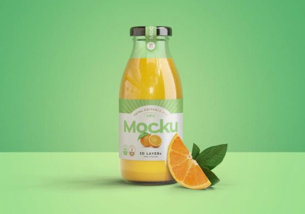 Small Juice Bottle Mockup