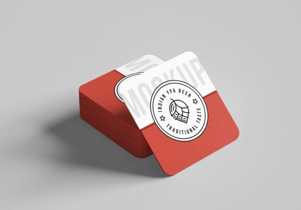 Square Coaster Stack Mockup PSD