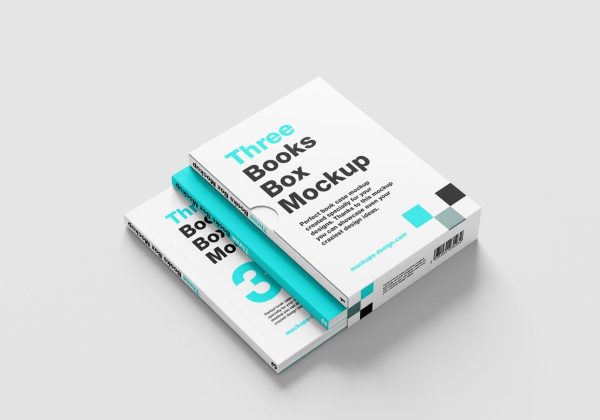 Three Books Packaging Mockup PSD