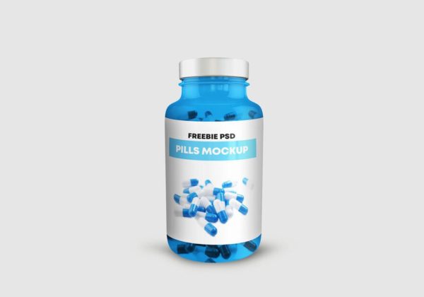 Transparent pills Bottle Mockup PSD